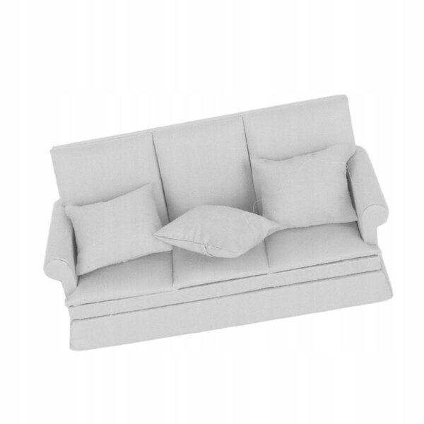 1:12 Puppenhaus Mini-Holzsofa mit 3 dekorativen Kissen