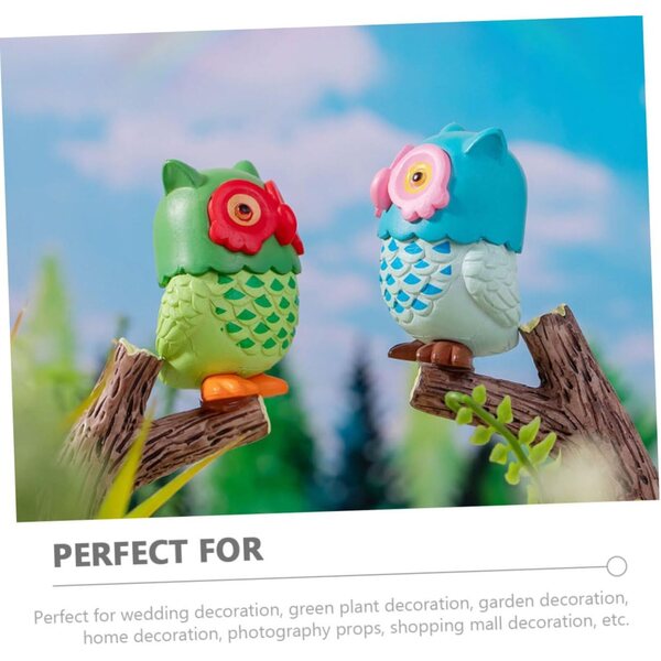 Set 4 Statuette di Gufi in Resina Realistiche per Casa e Giardino