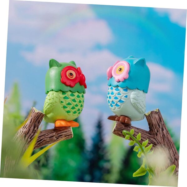 Set 4 Statuette di Gufi in Resina Realistiche per Casa e Giardino