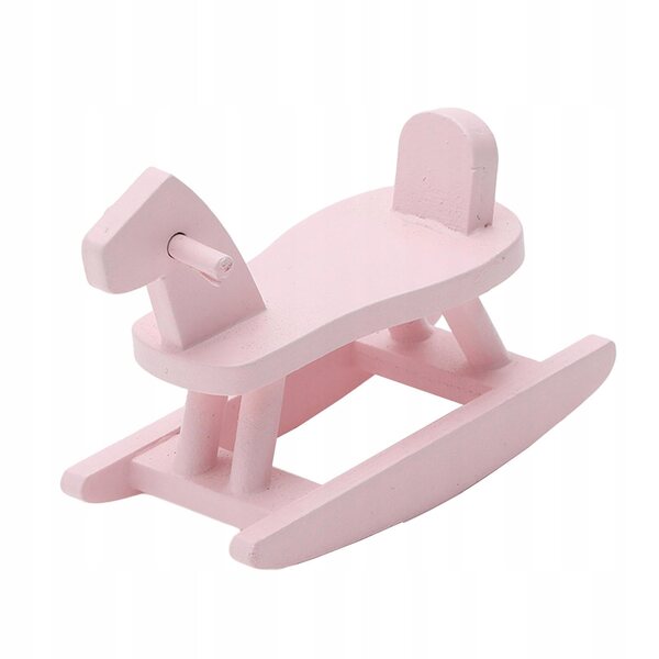 Domek dla lalek Miniaturowy koń na biegunach Drewniany model zabawkowy w skali 1/12 Różowy
