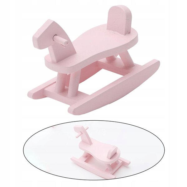 Domek dla lalek Miniaturowy koń na biegunach Drewniany model zabawkowy w skali 1/12 Różowy