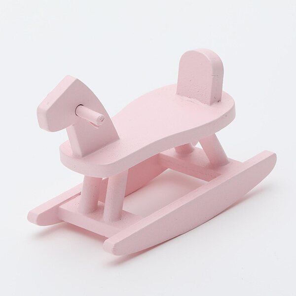 Domek dla lalek Miniaturowy koń na biegunach Drewniany model zabawkowy w skali 1/12 Różowy