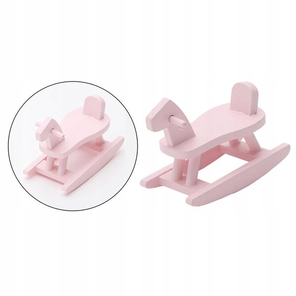 Domek dla lalek Miniaturowy koń na biegunach Drewniany model zabawkowy w skali 1/12 Różowy