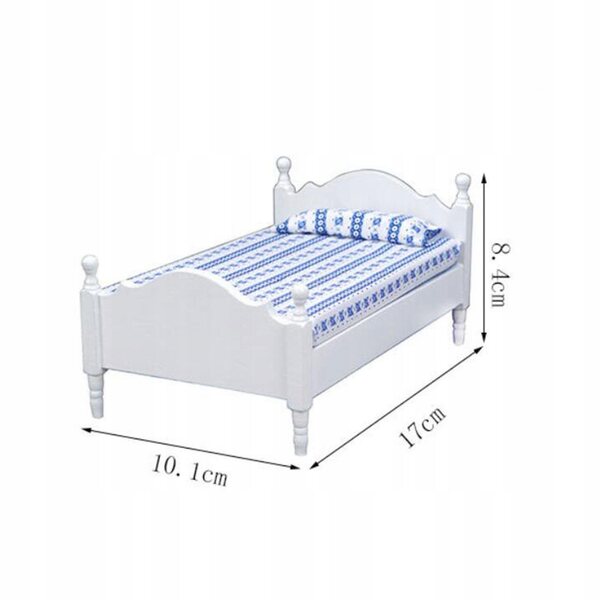 Dollhouse letto singolo in legno 1:12 per decorazione scenica miniatura