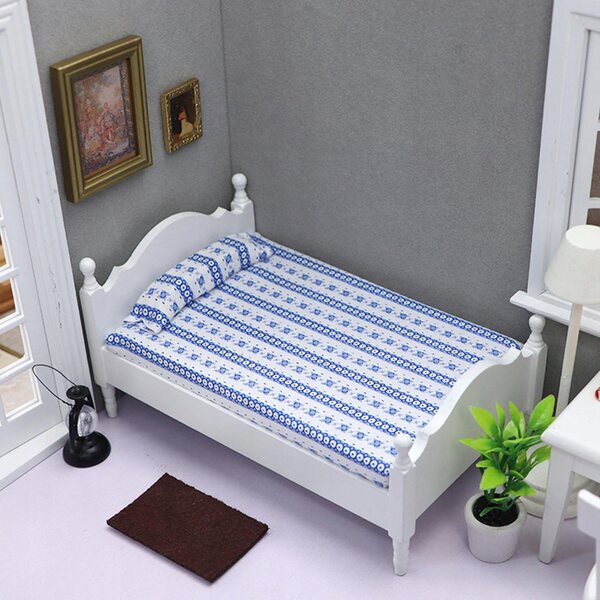 Dollhouse letto singolo in legno 1:12 per decorazione scenica miniatura