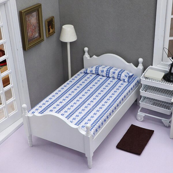 Dollhouse letto singolo in legno 1:12 per decorazione scenica miniatura