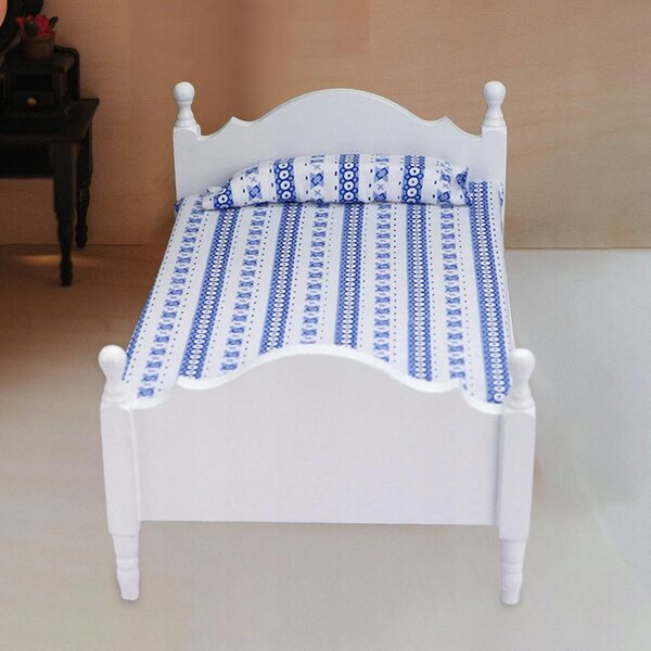 Dollhouse letto singolo in legno 1:12 per decorazione scenica miniatura