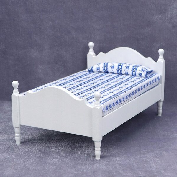 Dollhouse letto singolo in legno 1:12 per decorazione scenica miniatura