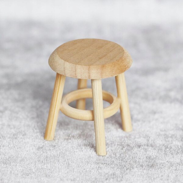 1:12 Runder Holzhocker Miniatur für Puppenhausküche und Esszimmer