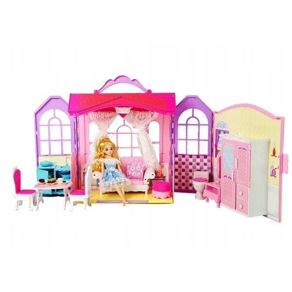 Casa per bambole pieghevole con accessori e valigetta LEAN Toys 88cm