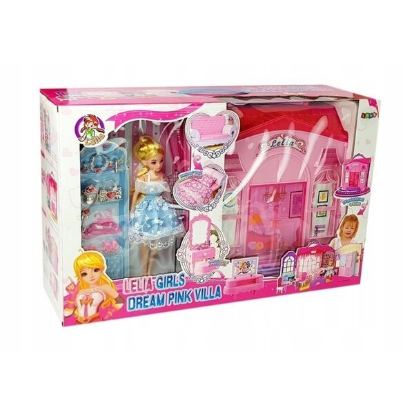 Casa per bambole pieghevole con accessori e valigetta LEAN Toys 88cm