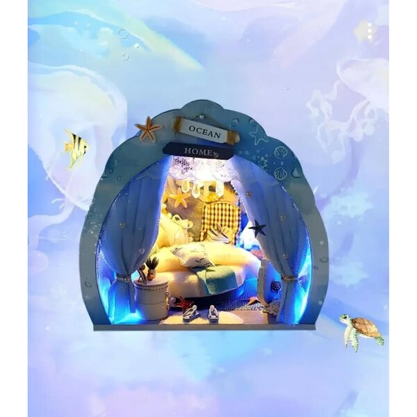 Miniatura Casa delle Bambole Ocean House con Illuminazione LED 16x18x14,5 cm