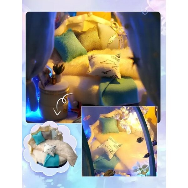 Miniatura Casa delle Bambole Ocean House con Illuminazione LED 16x18x14,5 cm