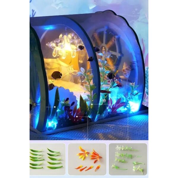 Miniatura Casa delle Bambole Ocean House con Illuminazione LED 16x18x14,5 cm