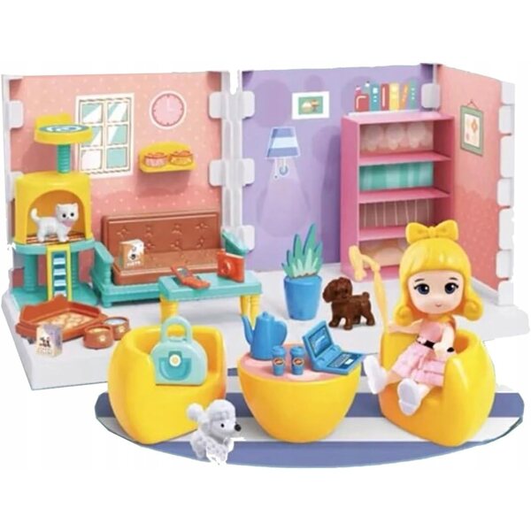 Casa per bambole con mobili e figura 30x24 cm - gioco creativo per bambini