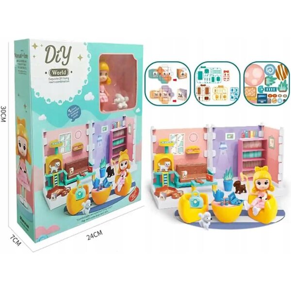 Casa per bambole con mobili e figura 30x24 cm - gioco creativo per bambini