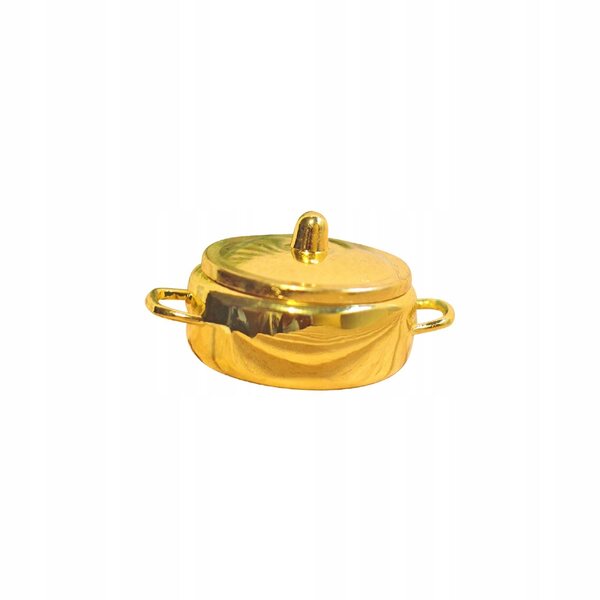 Mini Pentola per Zuppa in Metallo per Casa delle Bambole 1/6 1/12 Scala Dorato