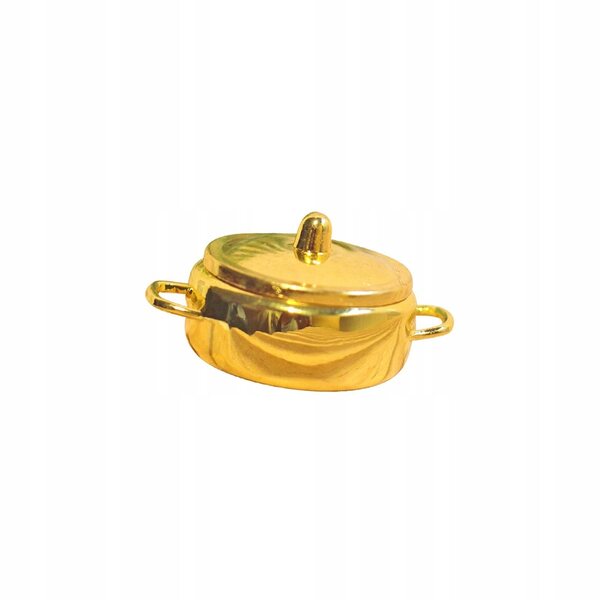 Mini Pentola per Zuppa in Metallo per Casa delle Bambole 1/6 1/12 Scala Dorato