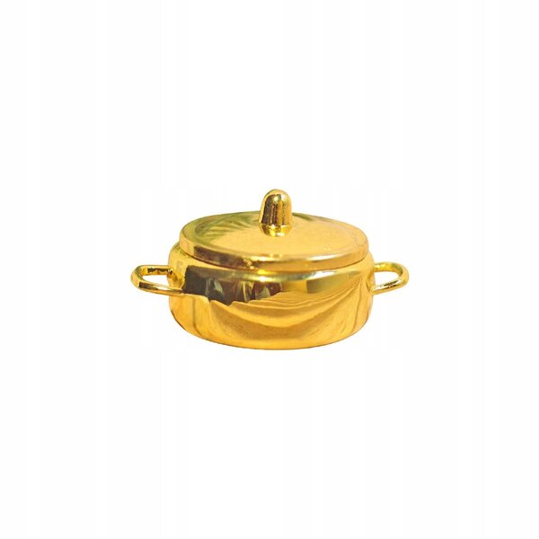 Mini Pentola per Zuppa in Metallo per Casa delle Bambole 1/6 1/12 Scala Dorato