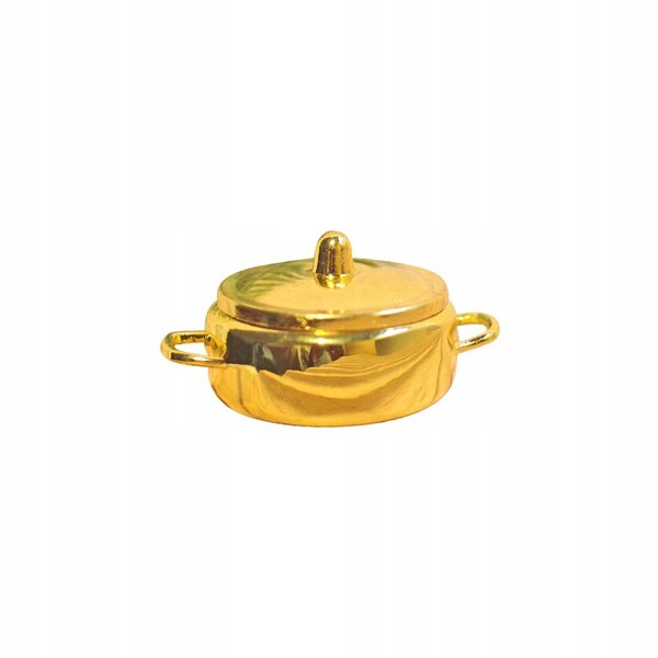 Mini Pentola per Zuppa in Metallo per Casa delle Bambole 1/6 1/12 Scala Dorato