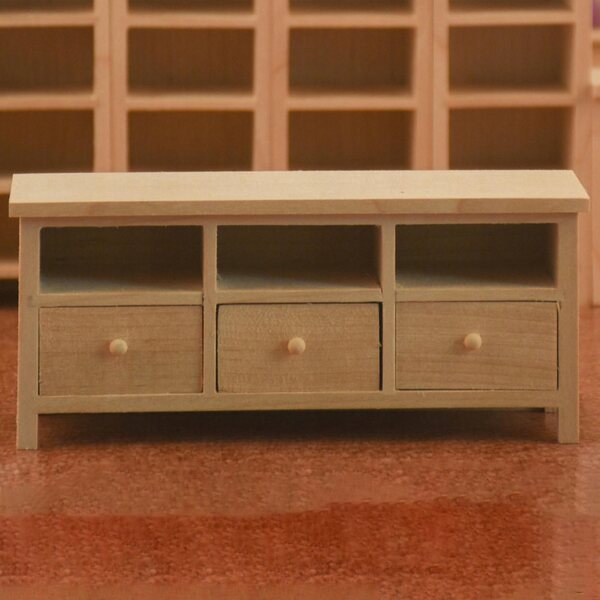 Miniatura mobile in legno di betulla con cassetti per casa delle bambole 1:12