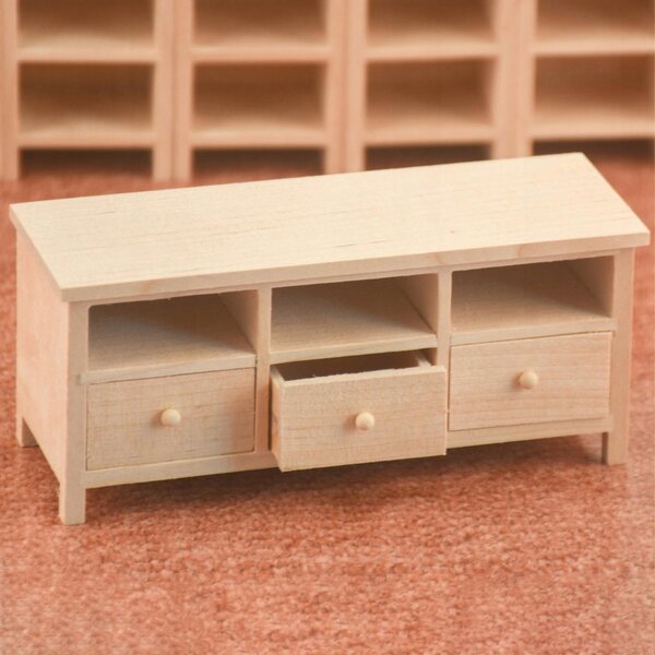 Miniatura mobile in legno di betulla con cassetti per casa delle bambole 1:12