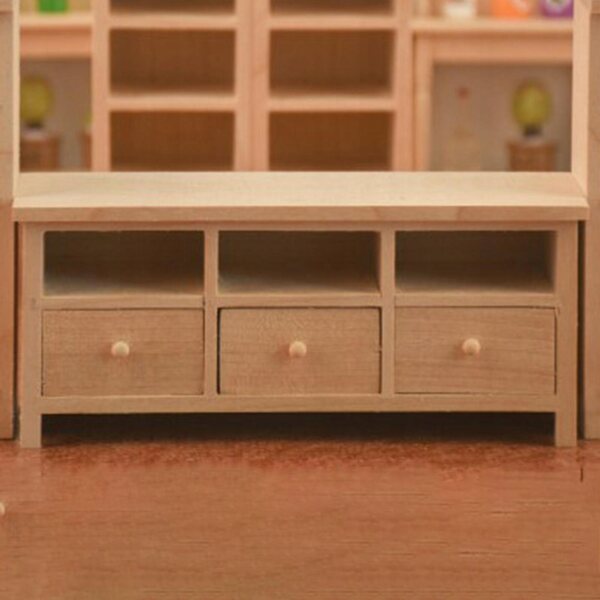 Miniatura mobile in legno di betulla con cassetti per casa delle bambole 1:12