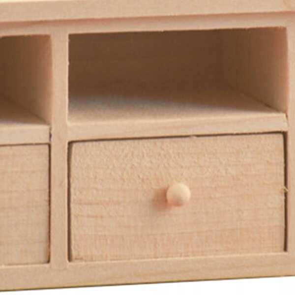 Miniatura mobile in legno di betulla con cassetti per casa delle bambole 1:12