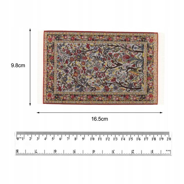 Mata per casa delle bambole in scala 1:12, tappeto miniatura 9,8x16,5 cm in seta artificiale