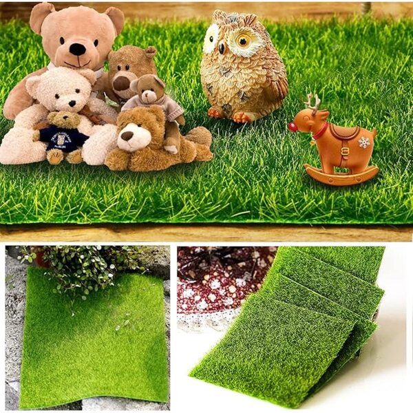 9-teiliges Mini-Gartenset mit Rasen, Zaun, Bänken und Laternen