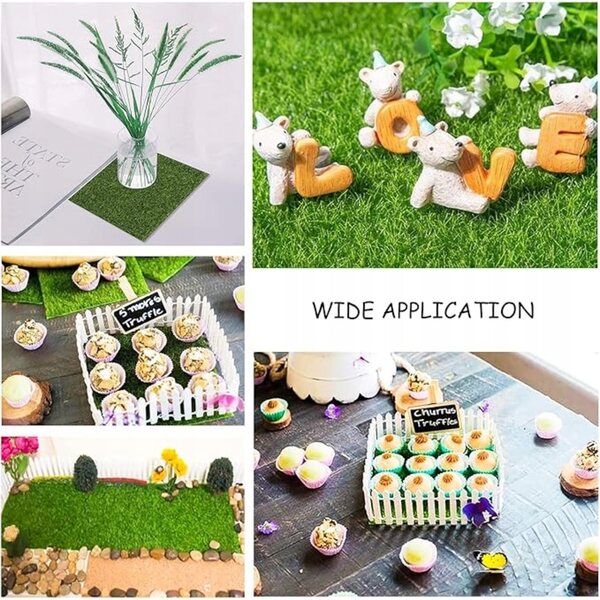 9-teiliges Mini-Gartenset mit Rasen, Zaun, Bänken und Laternen