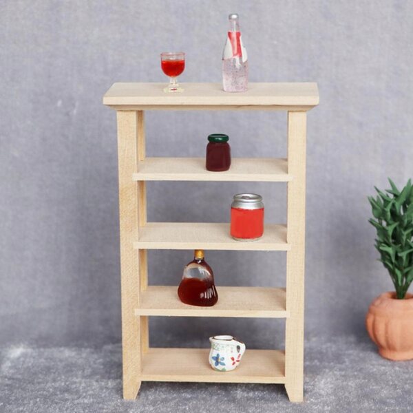 Holzminiatur: 1:12 Puppenhausregal mit 4 Etagen