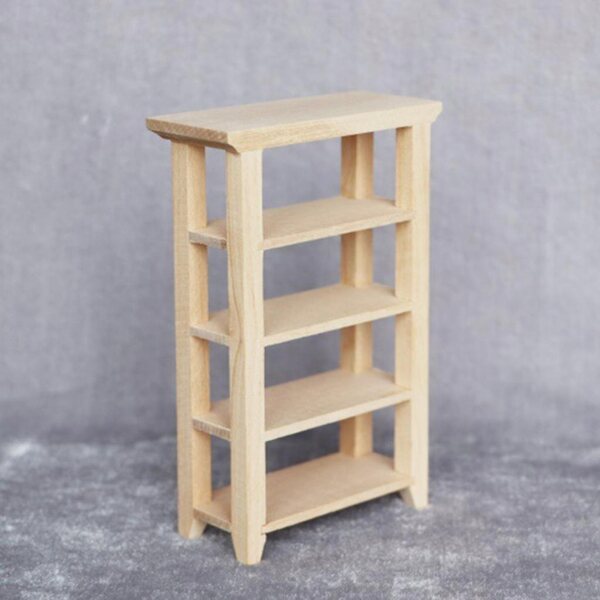 Holzminiatur: 1:12 Puppenhausregal mit 4 Etagen