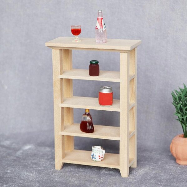 Holzminiatur: 1:12 Puppenhausregal mit 4 Etagen