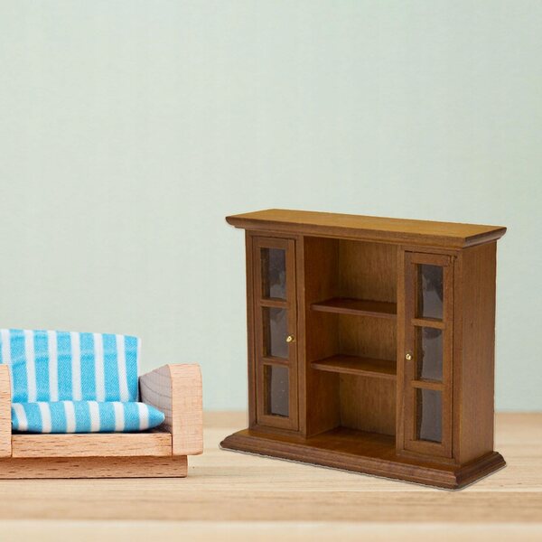 Puppenhaus 1:12 Mobiles Bücherregal aus Holz für Zubehör und Dekorationen