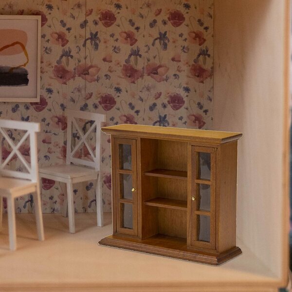 Puppenhaus 1:12 Mobiles Bücherregal aus Holz für Zubehör und Dekorationen