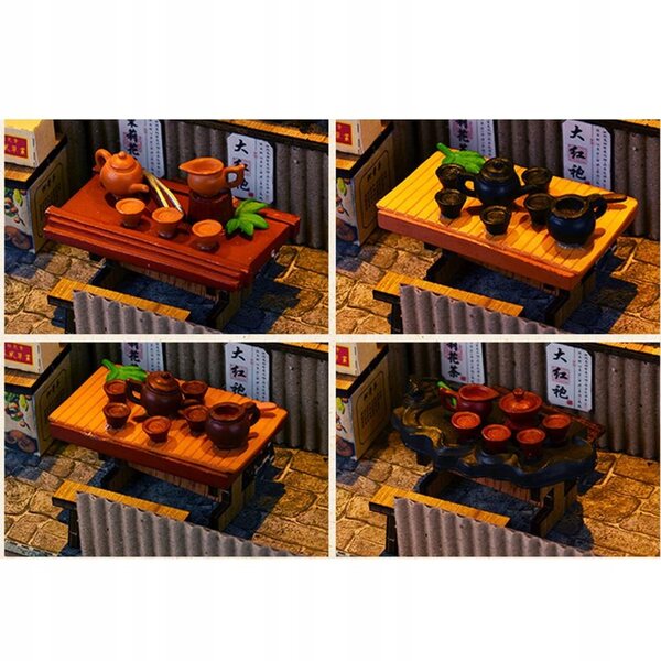 Set Miniatura Domino per Bambole 1:24 DIY con Mobili e Illuminazione in Legno