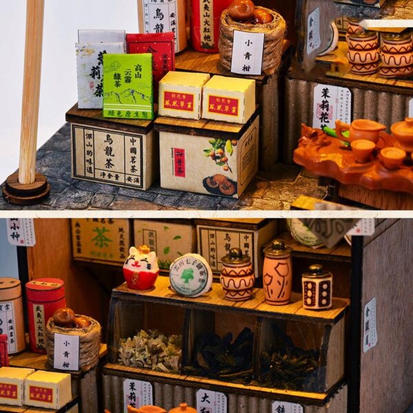 Set Miniatura Domino per Bambole 1:24 DIY con Mobili e Illuminazione in Legno
