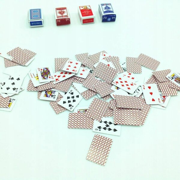 2 zestawy gier Karty do gry z papieru pokerowego 1:12 Miniaturowe akcesoria do domku dla lalek