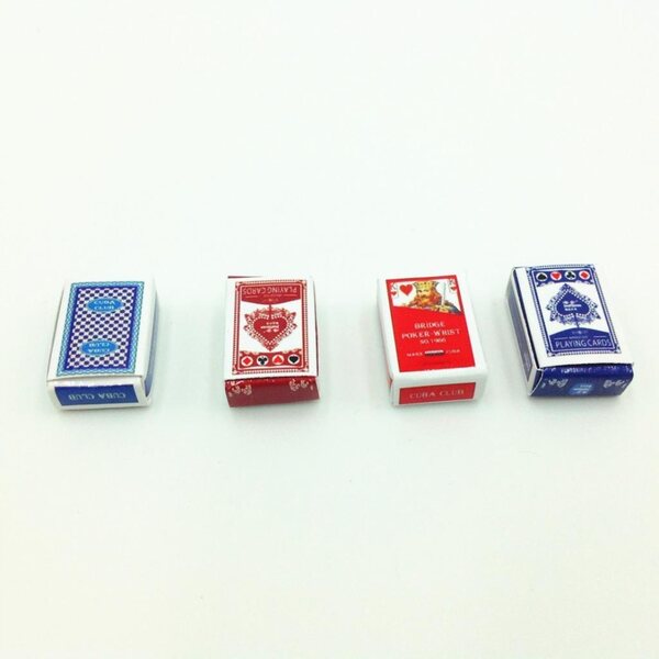 2 zestawy gier Karty do gry z papieru pokerowego 1:12 Miniaturowe akcesoria do domku dla lalek