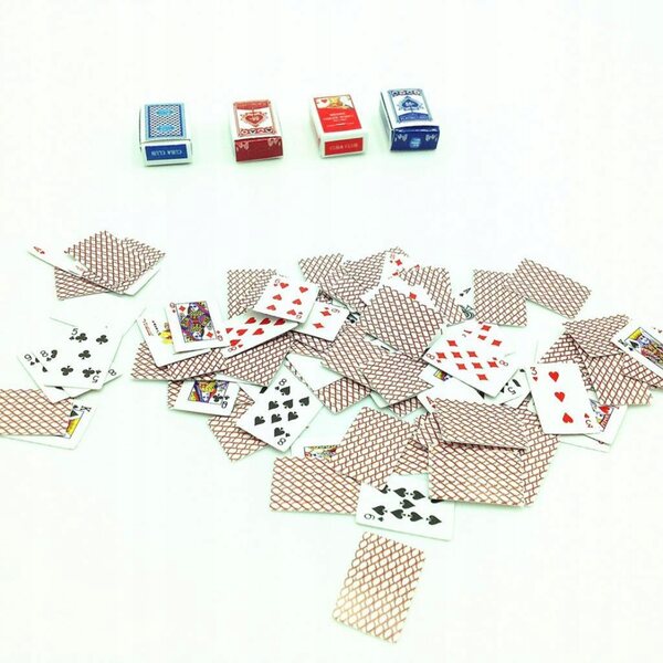 2 zestawy gier Karty do gry z papieru pokerowego 1:12 Miniaturowe akcesoria do domku dla lalek