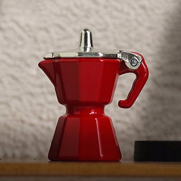 1:12 Puppenhaus Miniatur-Kaffeekanne aus Metall, rot