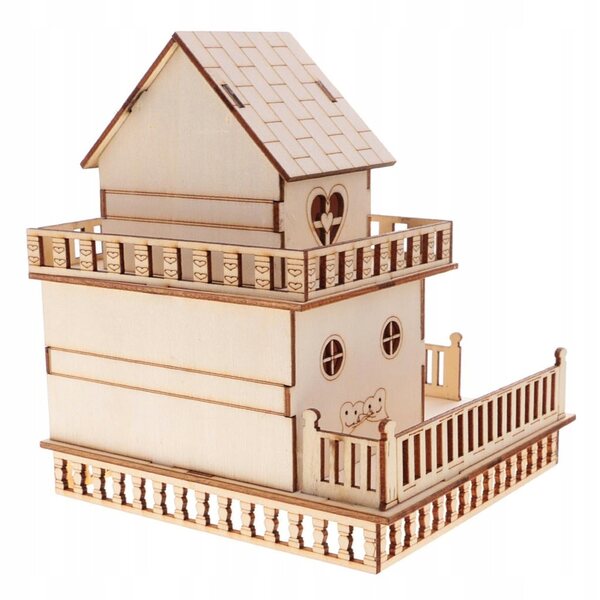 3D-Villa-Modell aus Holz mit LED-Lichtern, dekorativem Bauset und Geschenk