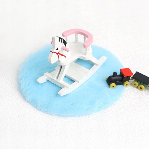 Mini Tappeto in Peluche 1:12 per Casa delle Bambole, Tappeto Decorativo Blu 12 cm