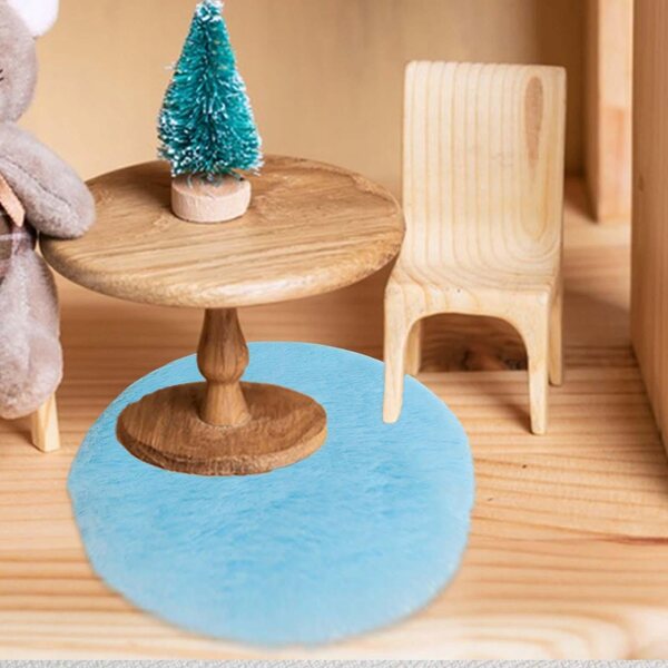 Mini Tappeto in Peluche 1:12 per Casa delle Bambole, Tappeto Decorativo Blu 12 cm