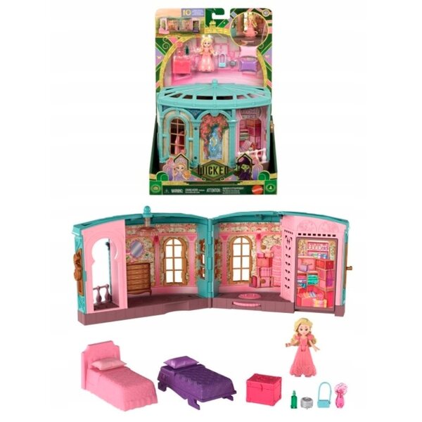 Mattel Wicked Room Puppenhaus-Spielset mit Zubehör und Glinda-Figur