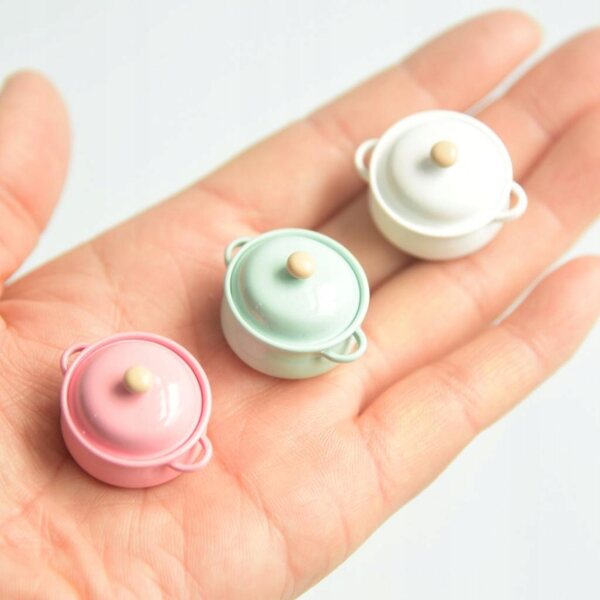 Miniature 1:12 set 2 pentole in metallo per cucina casa delle bambole