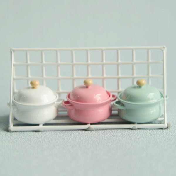 Miniature 1:12 set 2 pentole in metallo per cucina casa delle bambole