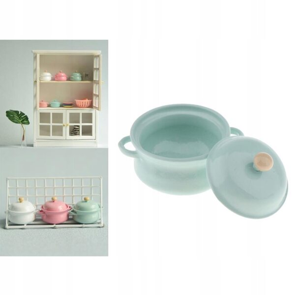 Miniature 1:12 set 2 pentole in metallo per cucina casa delle bambole