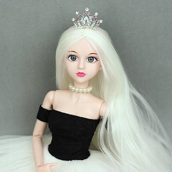 Corona metallica bianca per bambole BJD 1/3 e 1/4 con diamanti in vetro